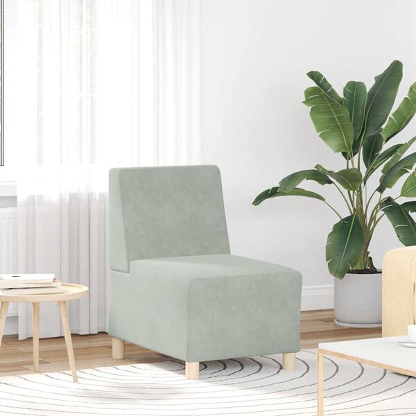 vidaXL Canap&eacute; modulaire sans accoudoirs Gris clair 55 cm Velours