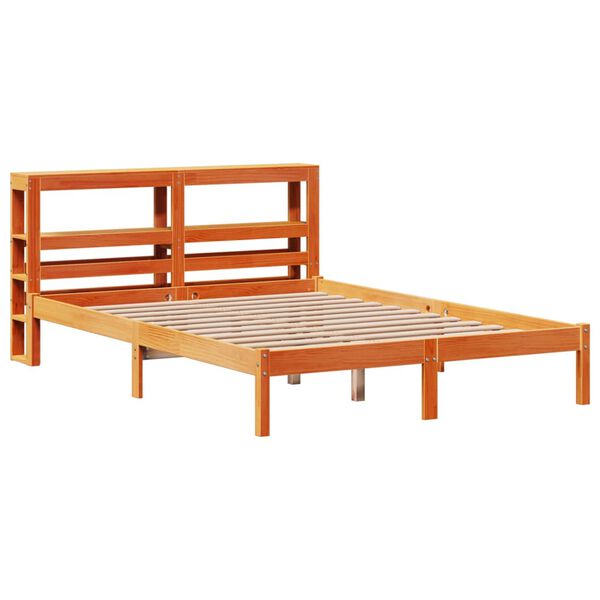 vidaXL Cadre de lit et t&ecirc;te de lit sans matelas cire marron 120x200 cm