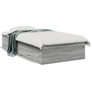vidaXL Cadre de lit avec tiroirs sans matelas sonoma gris 90x190 cm