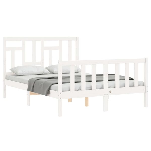 vidaXL Cadre de lit sans matelas blanc 140x190 cm bois de pin massif
