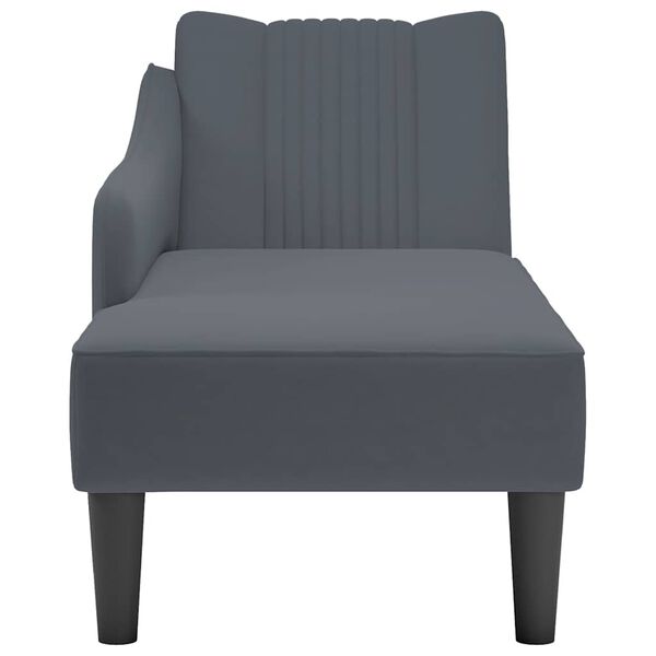 vidaXL Fauteuil long avec accoudoir droit gris foncé velours