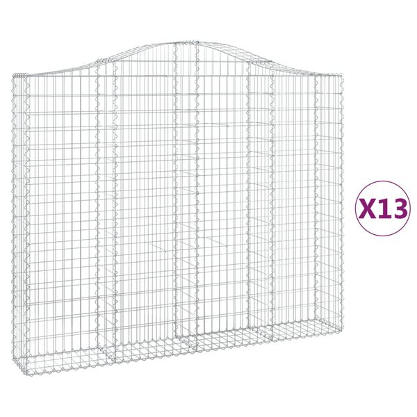 vidaXL Paniers &agrave; gabions arqu&eacute;s 13 pcs 200x30x160/180 cm Fer galvanis&eacute;
