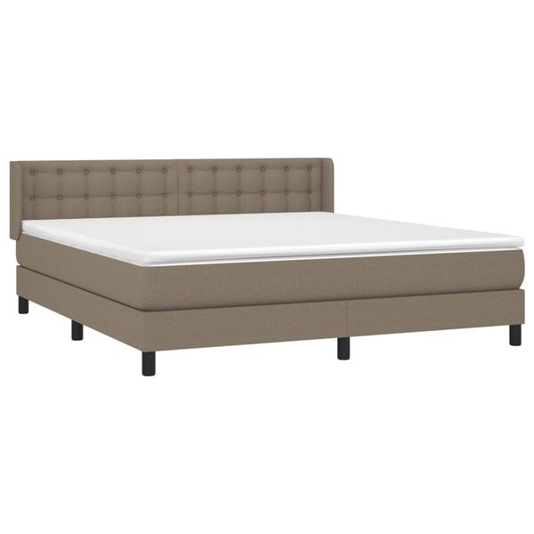 vidaXL Sommier &agrave; lattes de lit avec matelas Taupe 160x200 cm Tissu