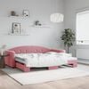 vidaXL Lit de jour avec gigogne sans matelas rose 90x200 cm