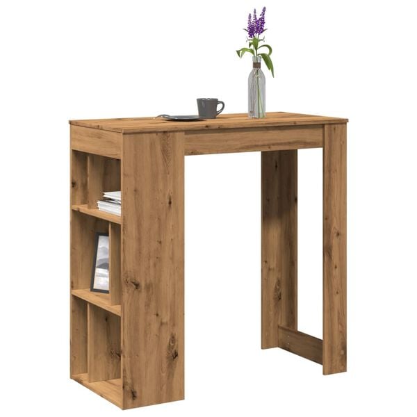 vidaXL Table de bar avec étagères chêne artisanal bois d'ingénierie