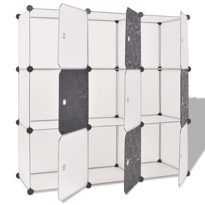 vidaXL Organisateur de rangement cube avec 9 compartiments Noir/Blanc