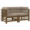 vidaXL Canap&eacute;s d'angle et coussins 2pcs marron miel bois de pin massif