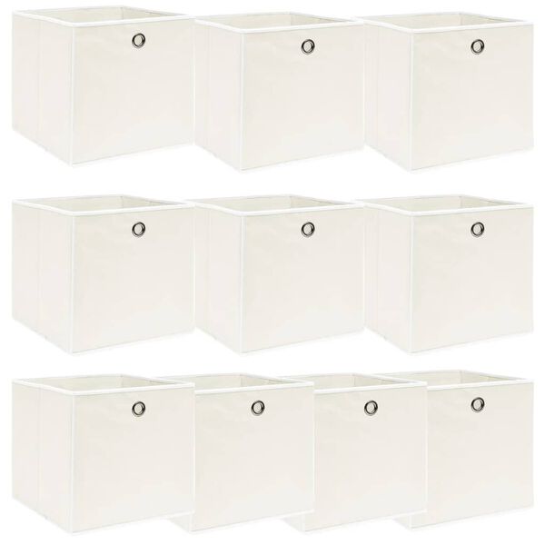 vidaXL Bo&icirc;tes de rangement 10 pcs Blanc 32x32x32 cm Tissu