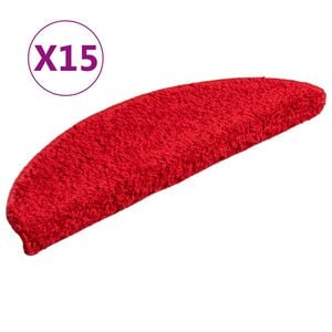 vidaXL Tapis d'escalier 15 pi&egrave;ces 56 x 17 x 3 cm Rouge Demi-rond