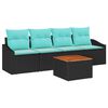 vidaXL Ensemble de canap&eacute; de jardin avec coussin 5 pcs Noir polyrotin