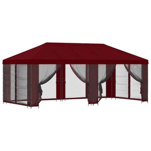 vidaXL Gazebo avec murs lat&eacute;raux 6 x 3 m Bordeaux Polyester et Acier