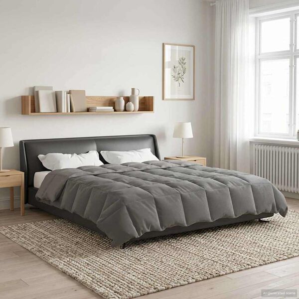 vidaXL Duvet d'&eacute;t&eacute; simple Matelass&eacute; Gris clair 200 x 200 cm Microfibre