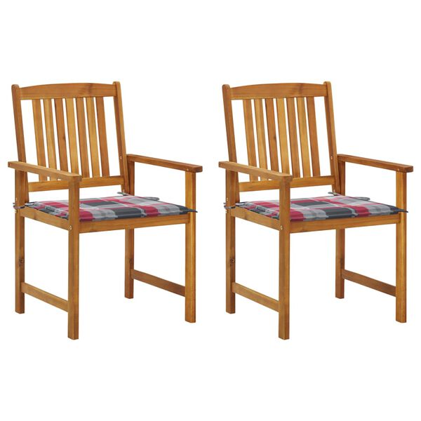 vidaXL Chaises de jardin avec coussins lot de 2 Bois d'acacia massif