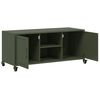 vidaXL Meuble TV vert olive 100,5x39x43,5 cm acier