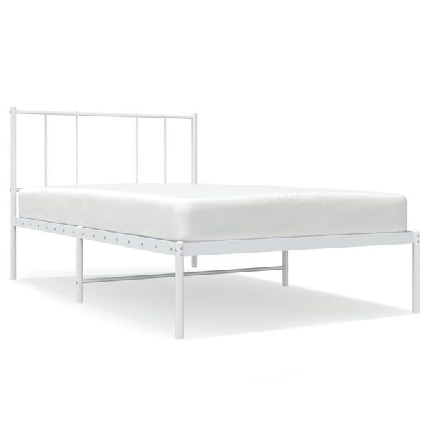 vidaXL Cadre de lit m&eacute;tal sans matelas avec t&ecirc;te de lit blanc 90x190cm