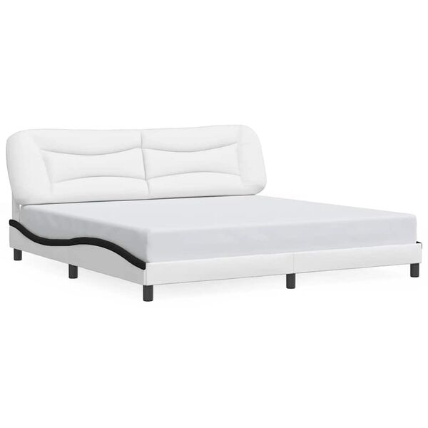 vidaXL Cadre de lit sans matelas Hvar blanc et noir 200x200 cm similicuir