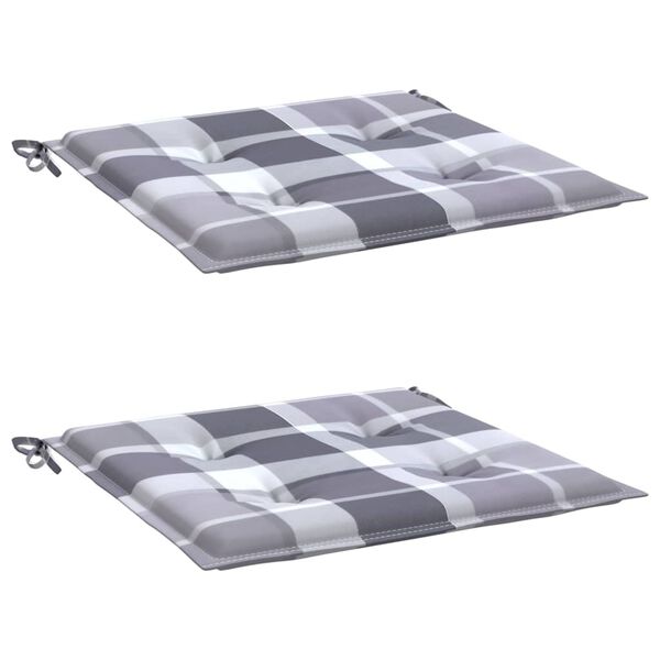 vidaXL Coussins de chaise de jardin lot de 2 carreaux gris 50x50x4 cm