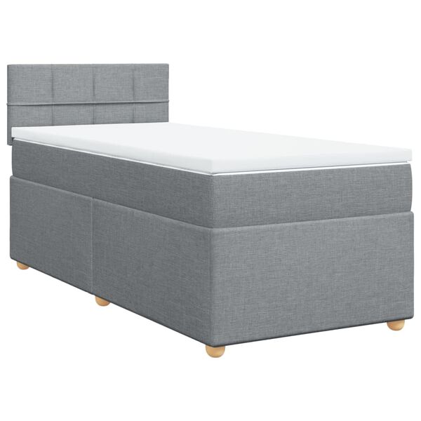 vidaXL Sommier &agrave; lattes de lit avec matelas Gris clair 90x200 cm Tissu