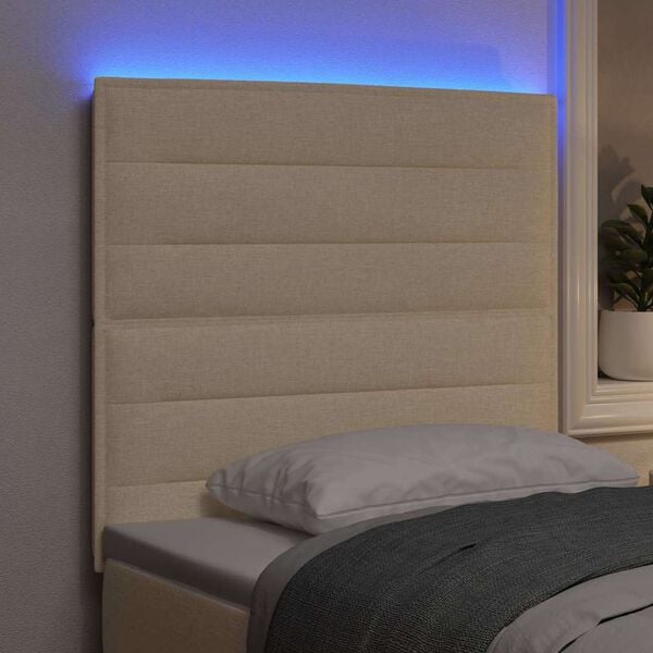 vidaXL T&ecirc;te de lit LED avec des lumi&egrave;res &agrave; LED Cr&egrave;me 100 cm Polyester
