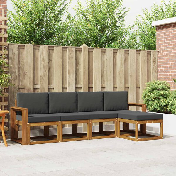 vidaXL Ensemble de canap&eacute;s d'ext&eacute;rieur 5 pcs Naturel et Anthracite