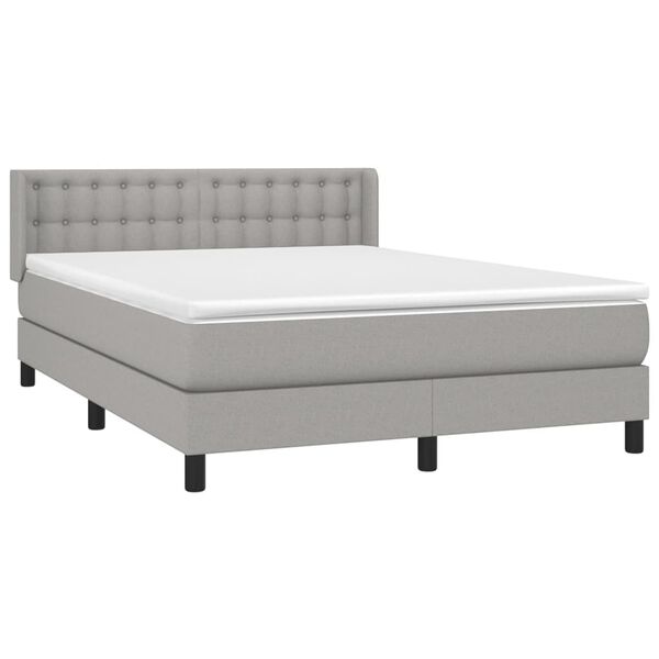 vidaXL Sommier &agrave; lattes de lit avec matelas Gris clair 140x190cm Tissu