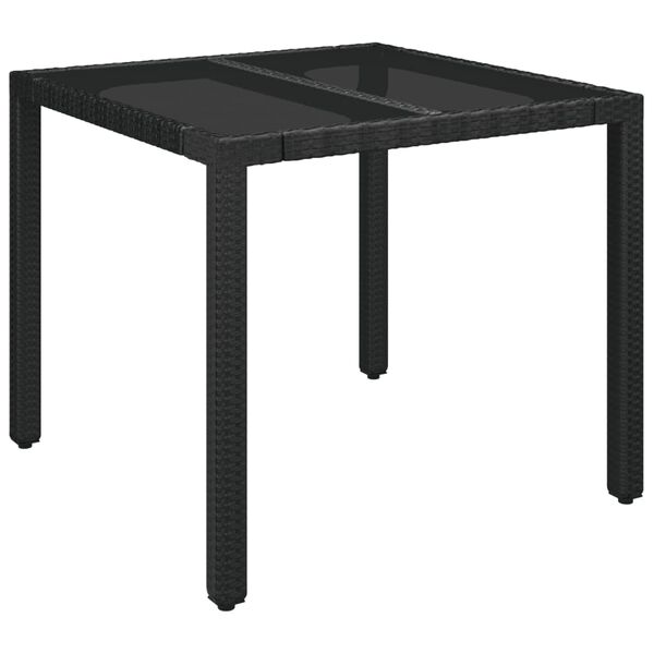 vidaXL Ensemble à manger de jardin coussins 7pcs Noir Résine tressée