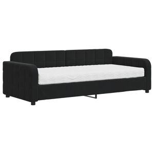 vidaXL Lit de jour avec matelas noir 90x200 cm velours
