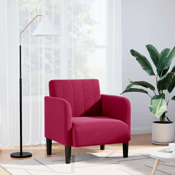 vidaXL Fauteuil avec accoudoirs rouge bordeaux 54 cm velours