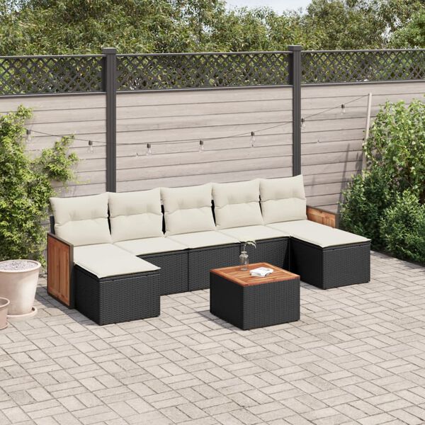 vidaXL Salon de jardin 8 pcs avec coussins noir r&eacute;sine tress&eacute;e