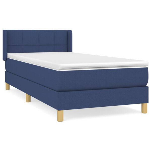 vidaXL Sommier &agrave; lattes de lit avec matelas Bleu 80x200 cm Tissu