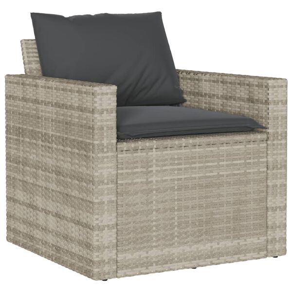 vidaXL Salon de jardin 4 pcs avec coussins gris clair r&eacute;sine tress&eacute;e
