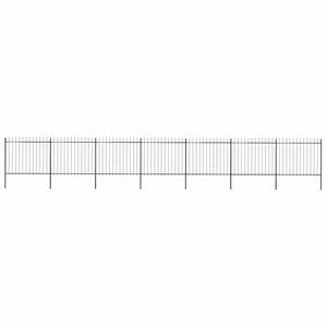 vidaXL Cl&ocirc;ture de jardin avec dessus en forme de lance en acier 1248 x 150 cm Noir