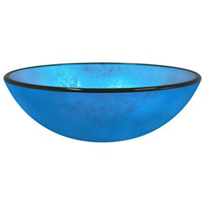 vidaXL Lavabo Verre tremp&eacute; 42x14 cm Bleu