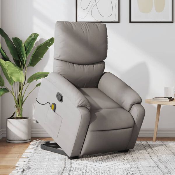vidaXL Fauteuil inclinable de massage Taupe Tissu