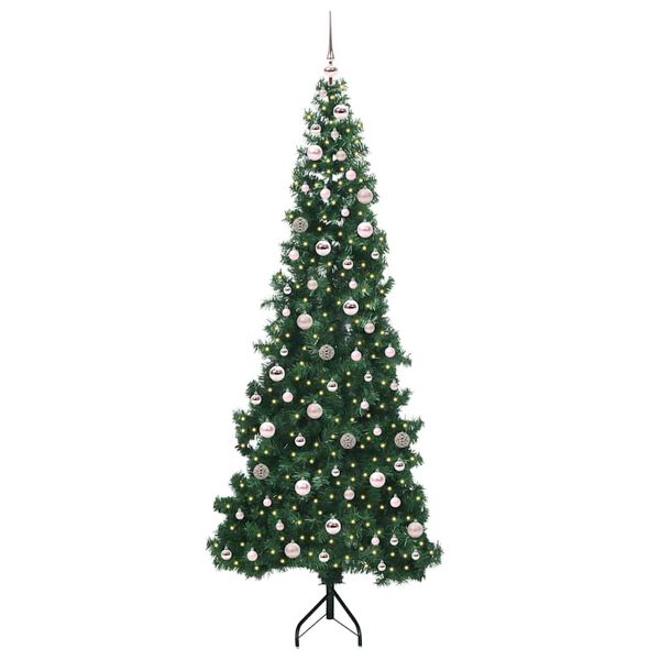 vidaXL Arbre de No&euml;l artificiel d'angle Vert 240 cm PVC et m&eacute;tal