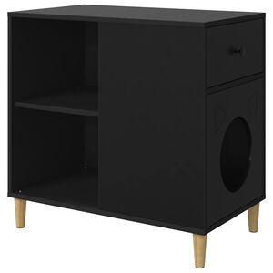 vidaXL Maison pour chat Noir 72 x 42.5 x 70 cm Bois d'ing&eacute;nierie