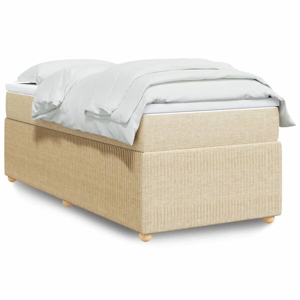 vidaXL Sommier &agrave; lattes de lit avec matelas Cr&egrave;me 80x200 cm Tissu