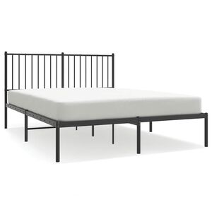 vidaXL Cadre de lit m&eacute;tal sans matelas avec t&ecirc;te de lit noir 140x200cm