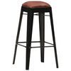 vidaXL Tabourets de bar lot de 4 noir cuir v&eacute;ritable