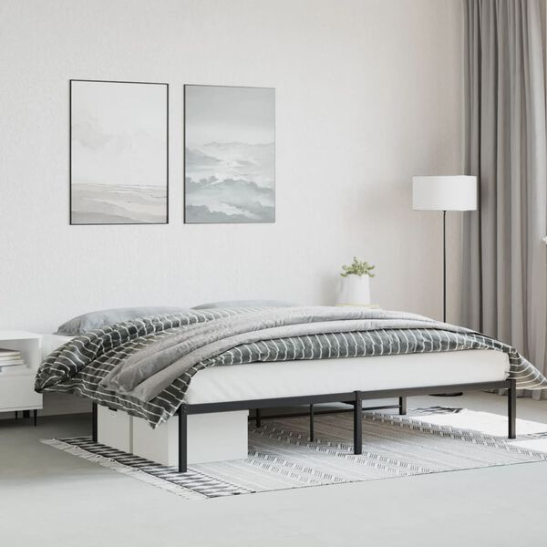 vidaXL Cadre de lit m&eacute;tal sans matelas noir 200x200 cm