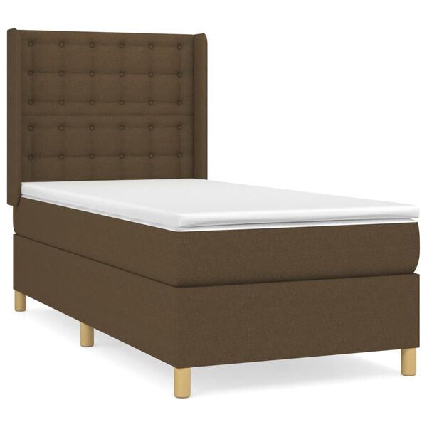 vidaXL Sommier &agrave; lattes de lit avec matelas Marron fonc&eacute; 80x200 cm