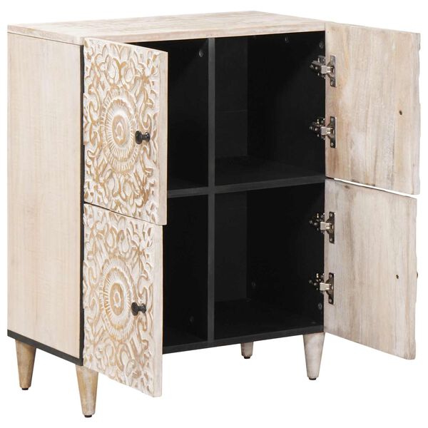 vidaXL Buffet avec porte Blanc 60 x 33,5 x 75 cm Bois de mangue massif