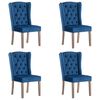 vidaXL Chaises à manger lot de 4 Bleu Velours