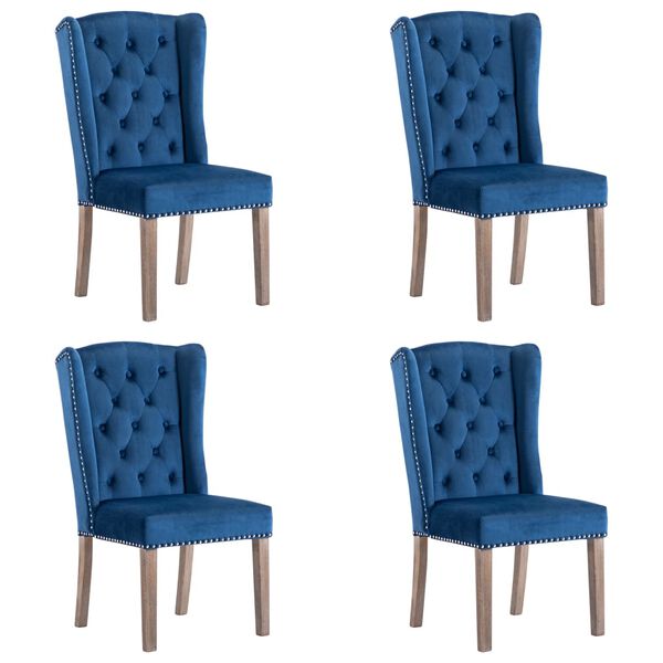 vidaXL Chaises à manger lot de 4 Bleu Velours