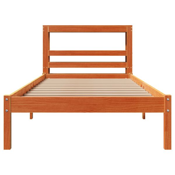 vidaXL Cadre de lit avec tête de lit sans matelas cire marron 75x190cm