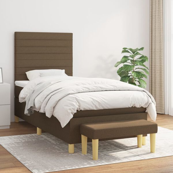 vidaXL Sommier &agrave; lattes de lit avec matelas Marron fonc&eacute; 100x200 cm