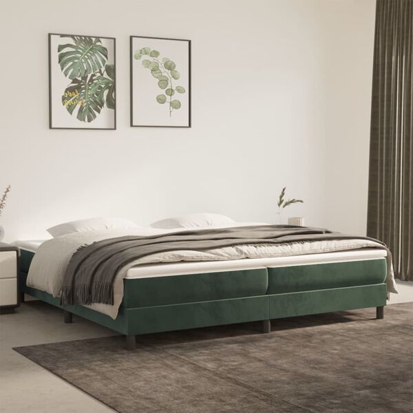 vidaXL Sommier &agrave; lattes de lit et matelas Vert fonc&eacute; 200x200cm Velours