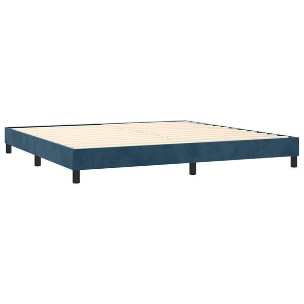 vidaXL Sommier &agrave; lattes de lit et matelas Bleu fonc&eacute; 200x200cm Velours