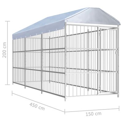 vidaXL Chenil d'extérieur avec toit pour chiens 450 x 150 x 200 cm