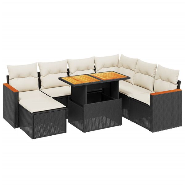 vidaXL Salon de jardin 8 pcs avec coussins noir r&eacute;sine tress&eacute;e